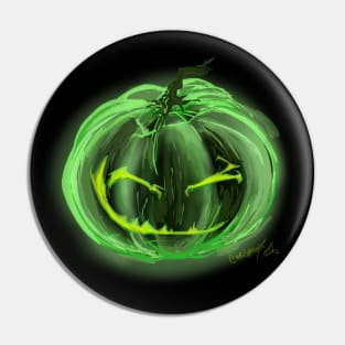 Green Ghost Jack O Lantern Pin