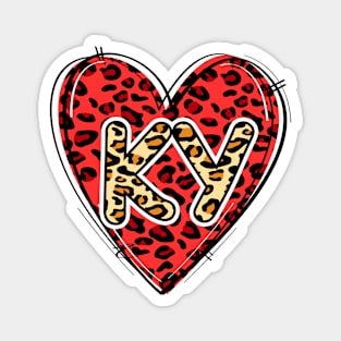 Love Kentucky Leopard Heart KY Magnet