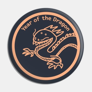 Year of the Dragon Portrait Peach Fuzz Pin