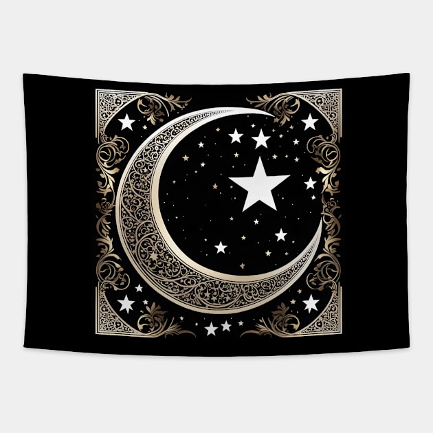 Holy Islamic moon and stars Tapestry by Spaceboyishere