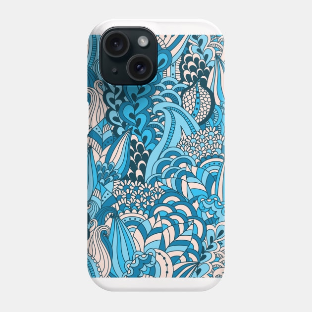 Abstract Floral Neck Gator Blue and White Floral Abstract Phone Case by DANPUBLIC