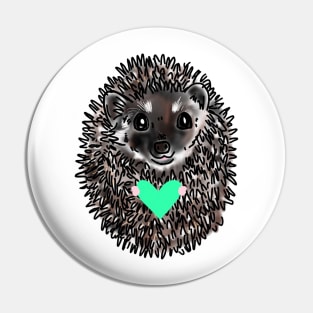 Cute Hedgehog holding a heart Pin