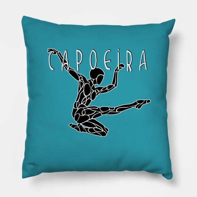 Capoeira Kick Vector Pillow by badlydrawnbabe