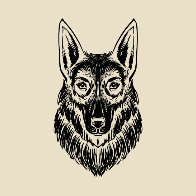 German Shepherd B/W line by Amberchrome