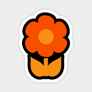 Cute Retro Flower Orange Magnet