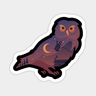 Owl Design with Nature Double Exposure for Animal Lovers Magnet