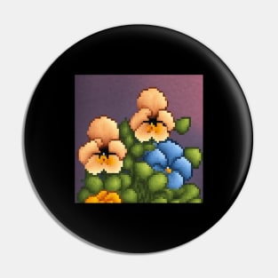 Pansy Abstract Retro Vintage Floral Illustration Pin