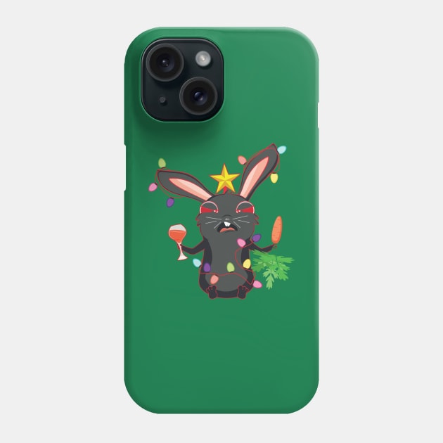 Black bunny with Christmas garland Phone Case by AnnArtshock