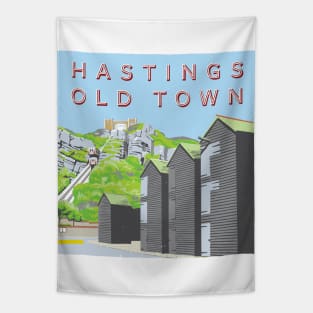 Old Town Hastings retro style poster Tapestry