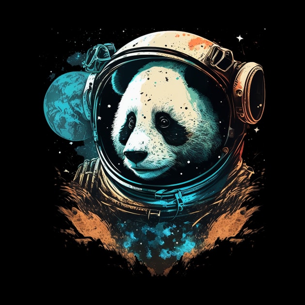 space panda by a cat cooking