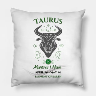 Zodiac Taurus Mantra Pillow