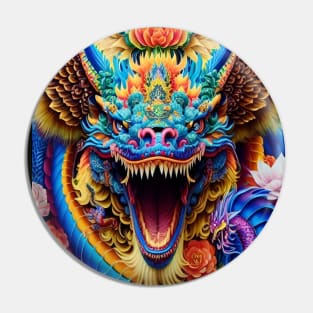 Trippy Psychedelic Orient Dragon Pin