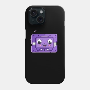 Purple tape cassette with cute face in cartoon style Phone Case