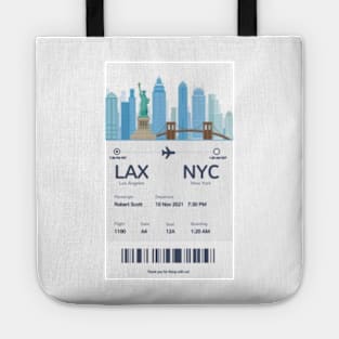 Boarding ticket LA to New York Tote