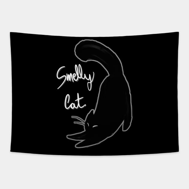 Smelly cat black Tapestry by Uwaki