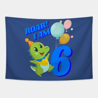 6th Birthday Child Kid Dino Dinosaur ROAR Tapestry