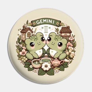 Gemini Zodiac Cottagecore Frogs Birthday Astrology Pin