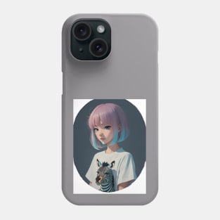 Cute girl with pink hair Phone Case