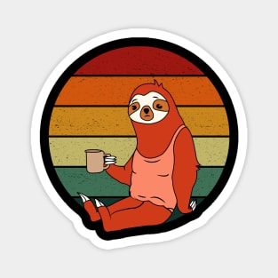 Sloth Coffee Retro Sunset Magnet