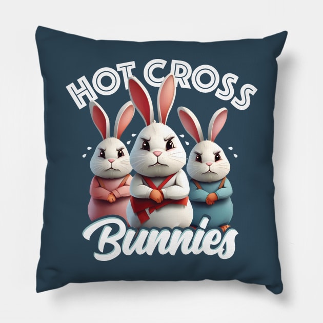 Hot Cross Bunnies Funny Easter Tee Pillow by Coralgb