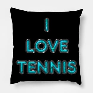 I Love Tennis - Turquoise Pillow