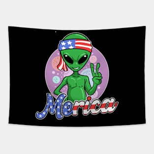 Alien Merica USA 4th Of July Fourth Patriotic Tapestry