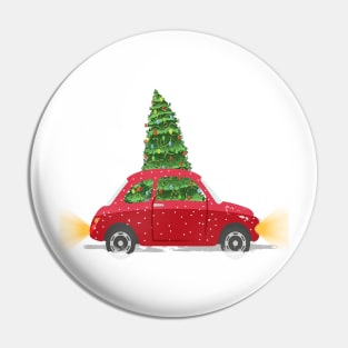 Vintage Wagon Christmas Shirt - Tree on Car Xmas Vacation T-Shirt Pin