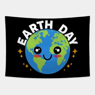 Cute Kawaii Mother Earth Day Environmental Climate Change Meme Cartoon Tapestry