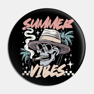"Summer Vibes" Funny Skull Pin