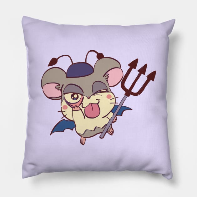 cute pastel trickster devil hamster spat / hamham heartbreak Pillow by mudwizard