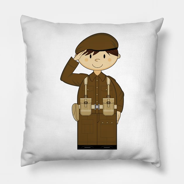 Cute Cartoon Army Soldier Pillow by markmurphycreative