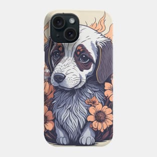 Cute puppy with Flowers Phone Case