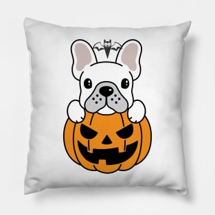 Dog with Pumpkin Pillow