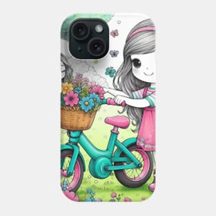 Éclats de Bonheur : Une Petite Fille et Sa Bicyclette Magique Phone Case