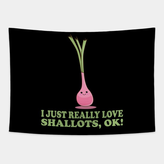 I Just Really Love Shallots, Ok! Cute Kawaii Shallot Tapestry by KawaiinDoodle