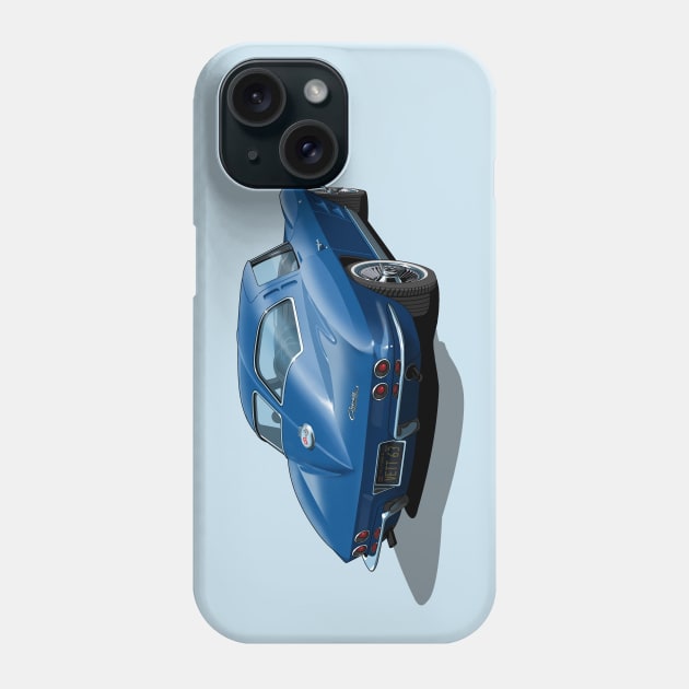 1963 Corvette in dark blue Phone Case by candcretro