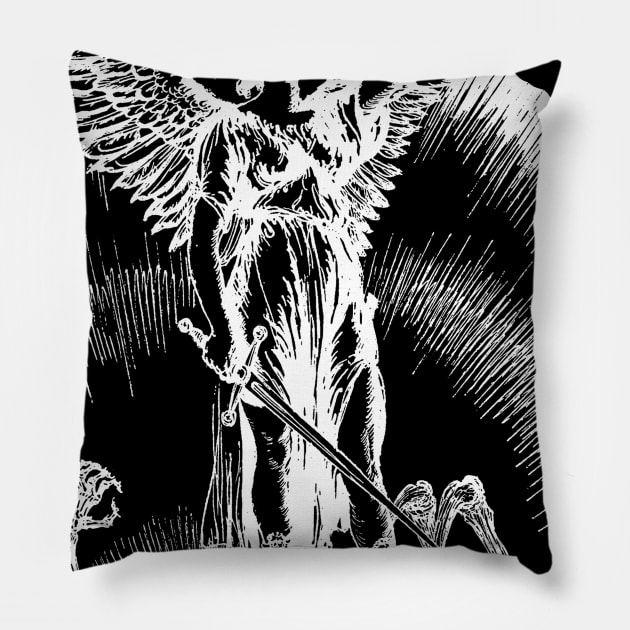 Vintage Archangel Angel Revelations illustration Biblical Gothic Pillow by AltrusianGrace