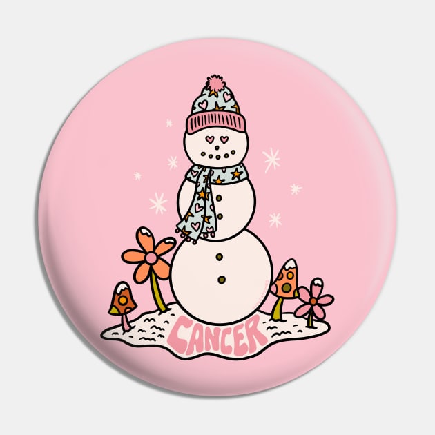 Cancer Zodiac Snowman Pin by Doodle by Meg