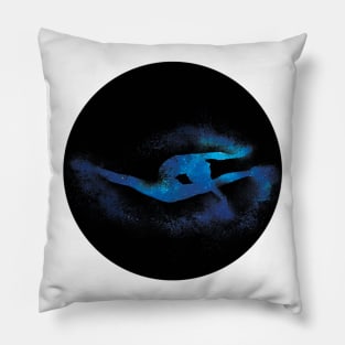 Gymnast jump silhouette - sand explosion (blue galaxy) - dance lover / ballet lover / gymnastics lover - gift idea Pillow