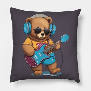 Teddy Bear Play Guitar Pillow