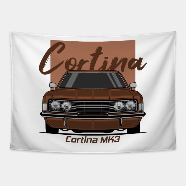 Front Brown Cortina MK3 Classic Tapestry by GoldenTuners