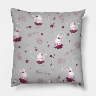 Magic moments with cute bunnies grey Pillow