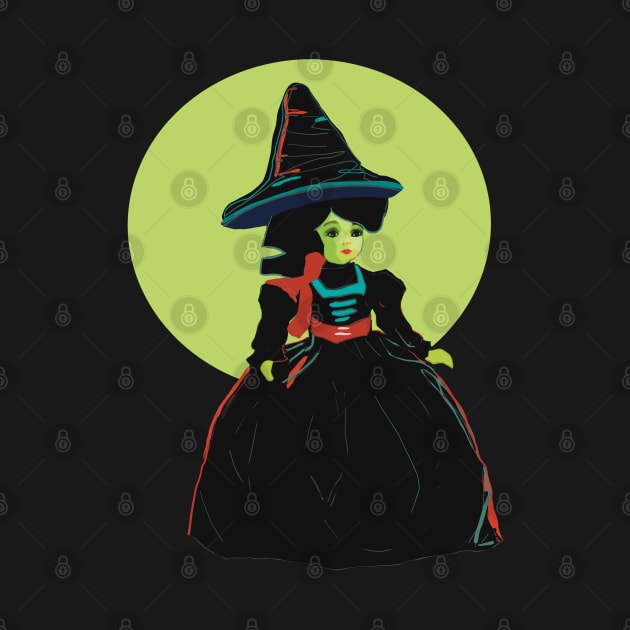 Cute little witch, Wicked Witch  Elphaba (Wizard of Oz) ready to go trick or treating. by Peaceful Pigments