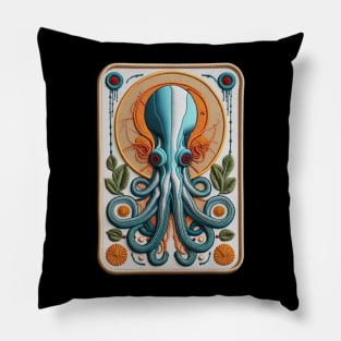 Mesmerized Octopi Embroidered Patch Pillow