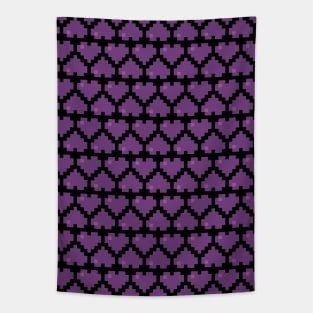 Seamless Pattern of Violet Pixel Hearts Tapestry