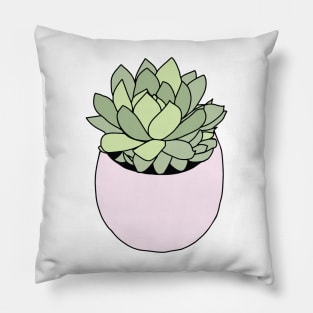 Green succulent in flowerpot Pillow