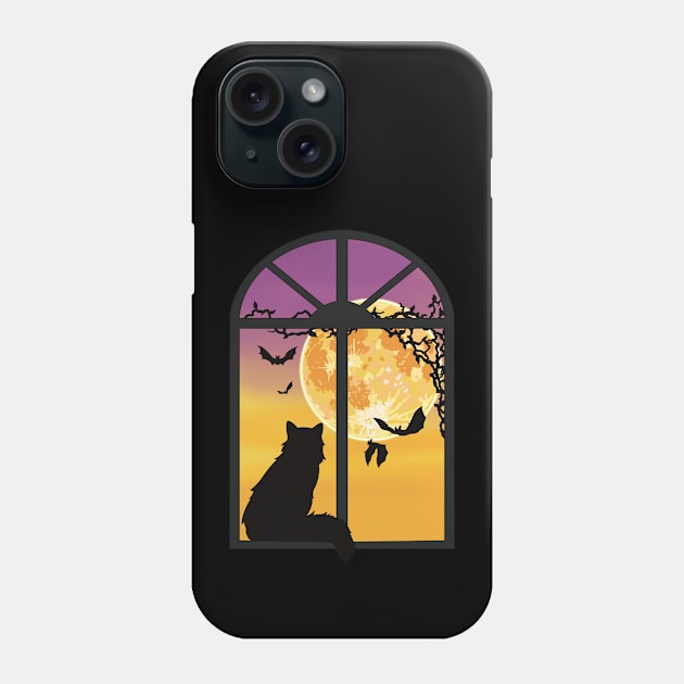 Halloween Cat In Window Phone Case by Kassi Skye