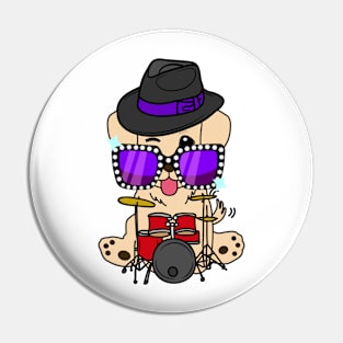 Cute golden retriever jamming on the drums Pin