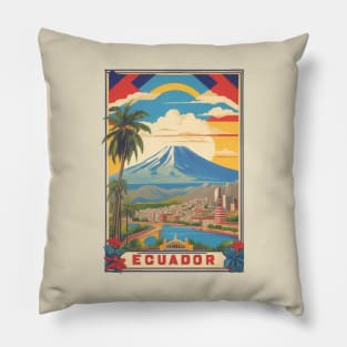 Vintage Travel Ecuador Design Pillow