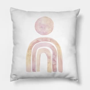 Dusty pink boho rainbow and sun Pillow